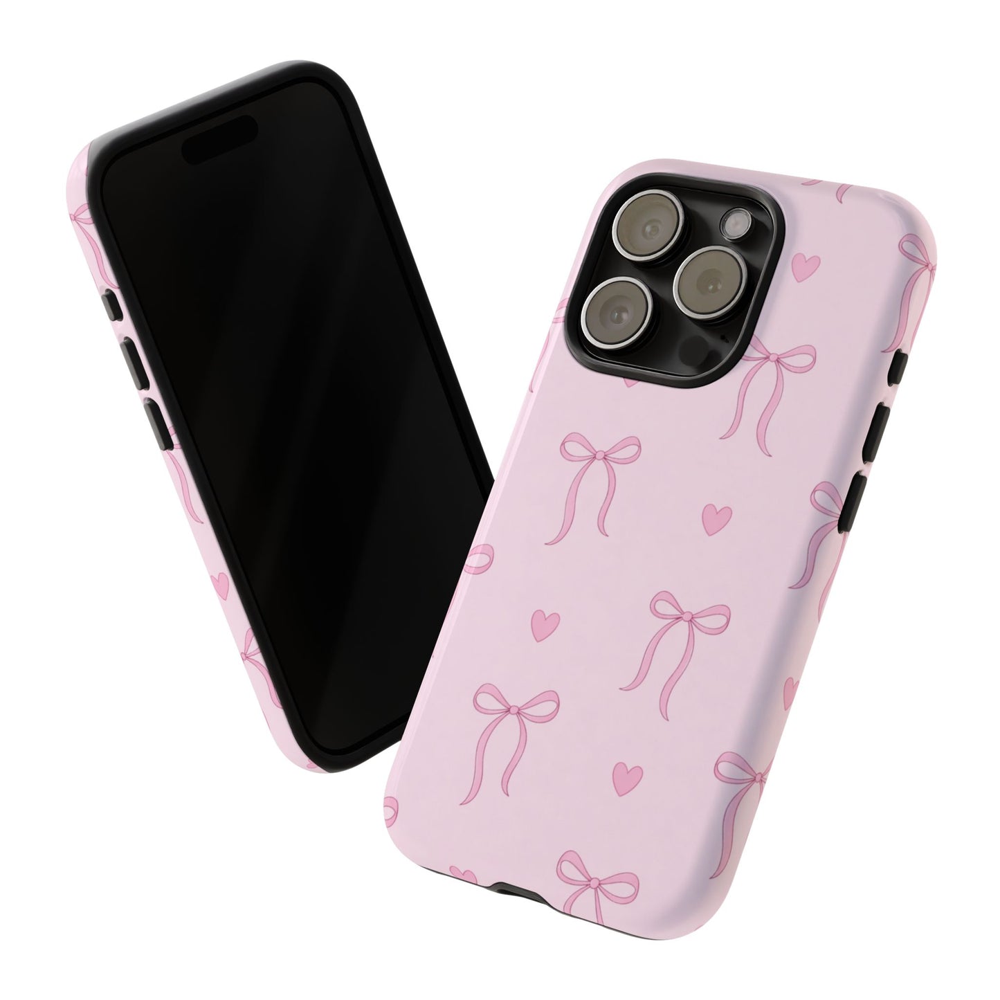 Pink Bow Heart Aesthetic Phone Case – Coquette Cute Tough Cover