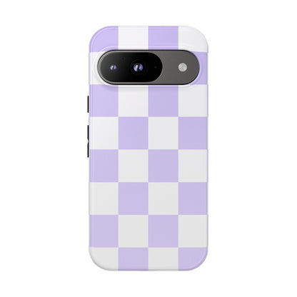 Lavender Checkerboard Phone Case | Pastel Aesthetic Checkered iPhone & Samsung Tough Case