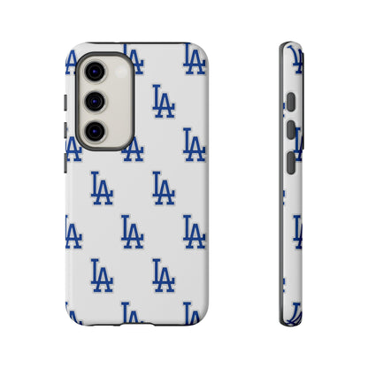 Blue LA Monogram Pattern Phone Case | Minimal Baseball Inspired Tough Cover