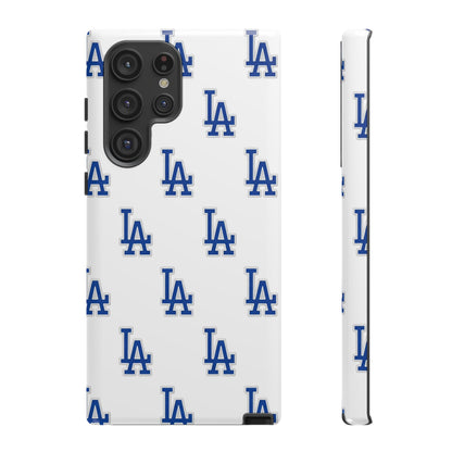 Blue LA Monogram Pattern Phone Case | Minimal Baseball Inspired Tough Cover