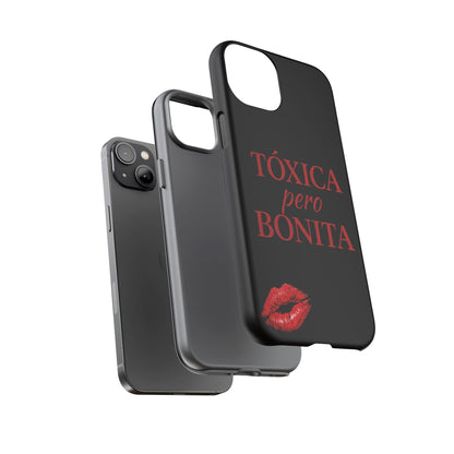 Toxica Pero Bonita Phone Case, Latina Quote Case, Red Lips Aesthetic, Spanish Saying Case, Trendy Tough Cover