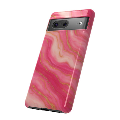 Pink Marble Phone Case | Rose Gold Swirl Aesthetic Tough Protective Case