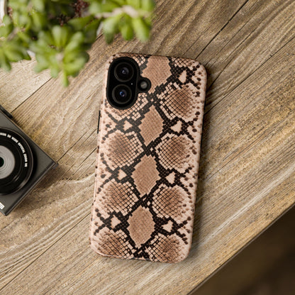 Snake Print Phone Case – Brown Python Pattern Slim Protective Cover for Iphone, Samsung Galaxy and Pixel