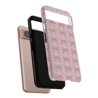 Pink Bow Pattern Phone Case – Soft Coquette Aesthetic Tough Case