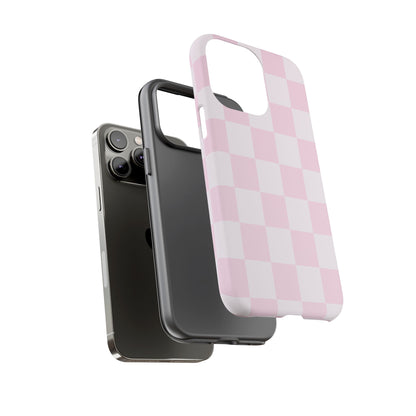 Light Pink Checkerboard Phone Case | Pastel Aesthetic Checkered iPhone & Samsung Tough Case
