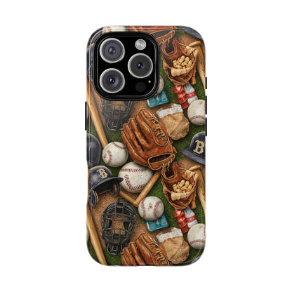Baseball Gear Collage Phone Case – Vintage Baseball Equipment Sports Tough Case
