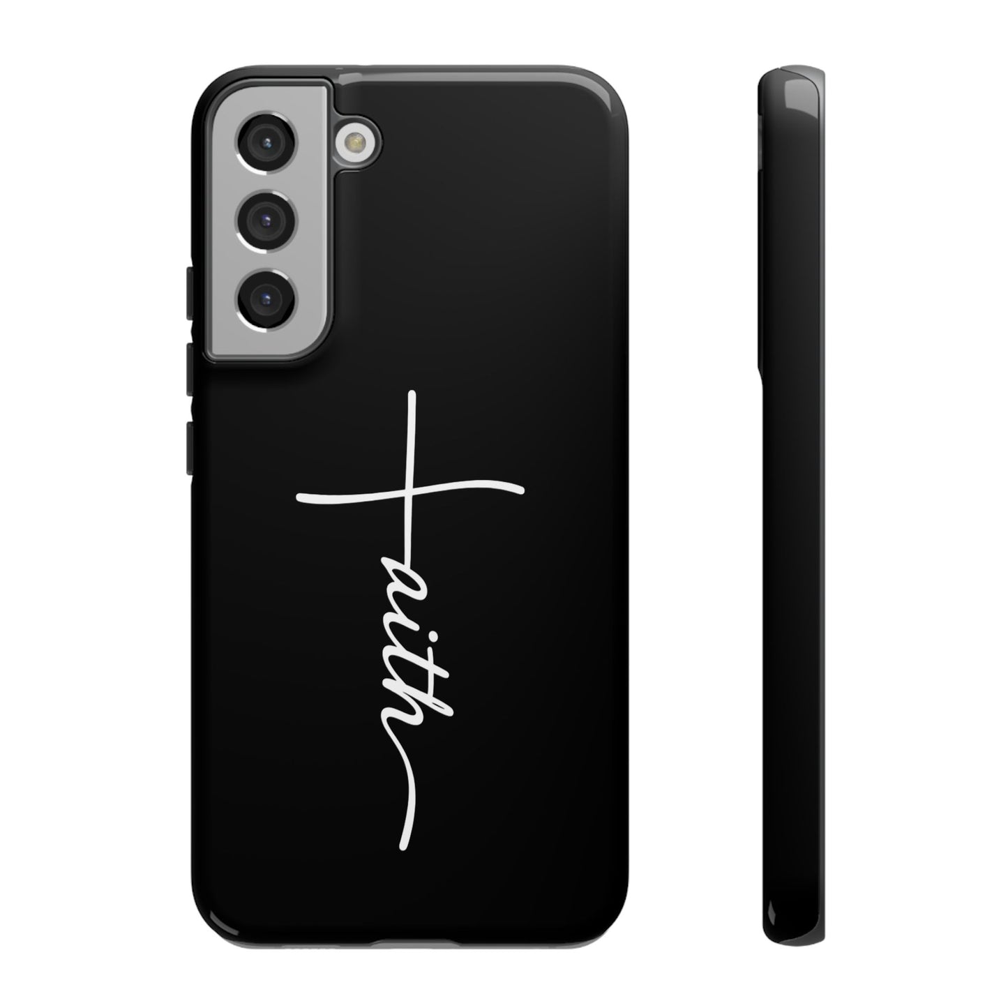 Faith Cross Phone Case, Christian Aesthetic Minimalist Black Matte Case, Religious Gift iPhone Samsung Cover