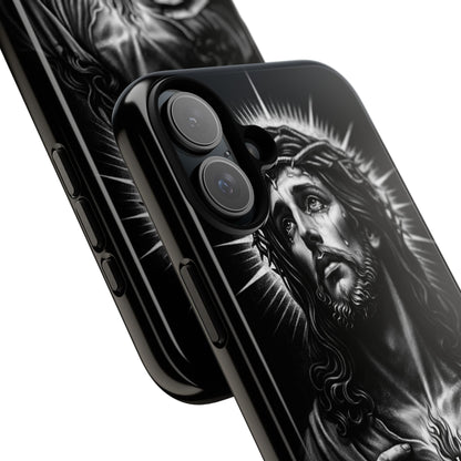 Jesus Sacred Heart Phone Case Black White Christian Faith Aesthetic