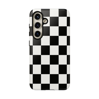 Black & White Checkerboard Phone Case – Classic Aesthetic Tough Protective Case for Iphone, Samsung Galaxy and Pixel