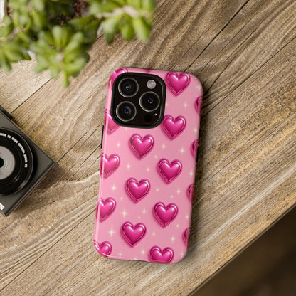 Pink Heart Pattern Phone Case | Tough Protective Case for Iphone, Samsung Galaxy and Pixel