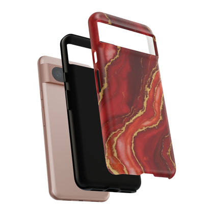 Red Agate Marble Phone Case with Gold Veins – Luxury Tough iPhone & Samsung Case