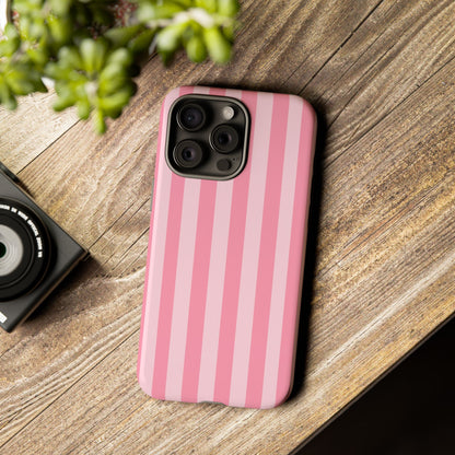 Pink Vertical Stripe Phone Case | Minimal Pastel Stripes Tough Case