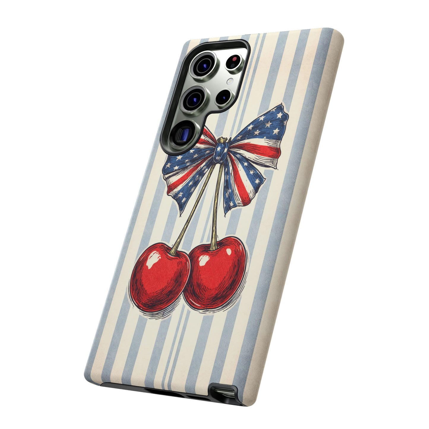 Patriotic Cherry Phone Case Americana Coquette Aesthetic iPhone Samsung
