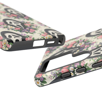 Floral Ghost Face Aesthetic Phone Case – Cute Spooky Tough Cover
