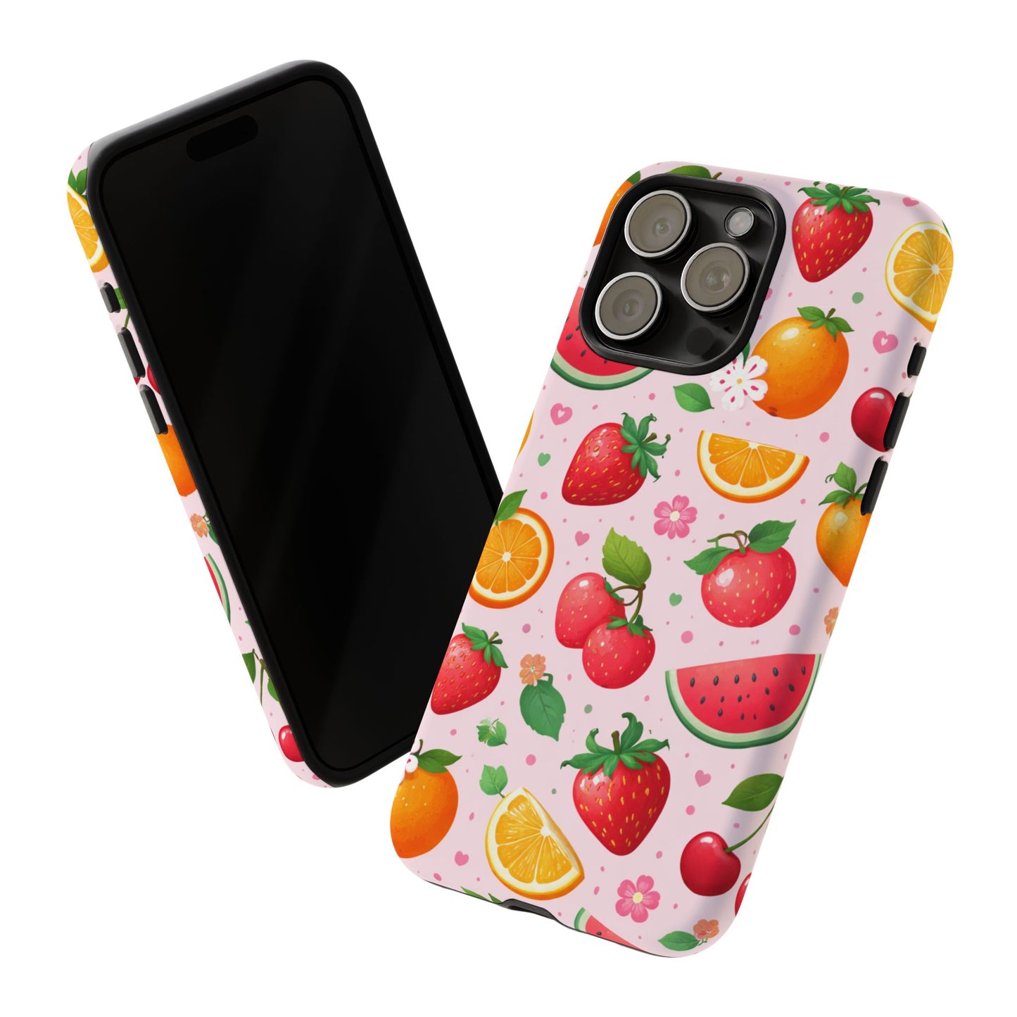 Fruit Phone Case – Tough Shockproof, Strawberry Cherry Citrus Summer Design for Iphone, Samsung Galaxy and Pixel