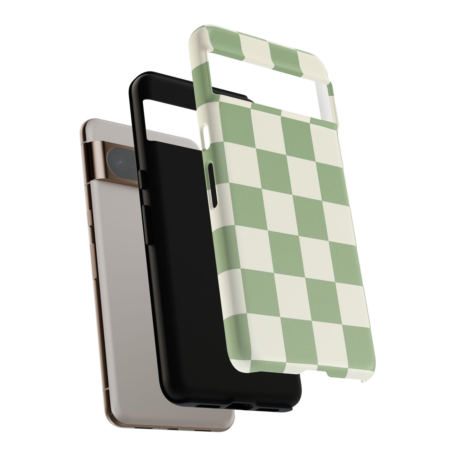 Sage Green Checkerboard Phone Case | Minimal Aesthetic Checkered iPhone & Samsung Tough Case