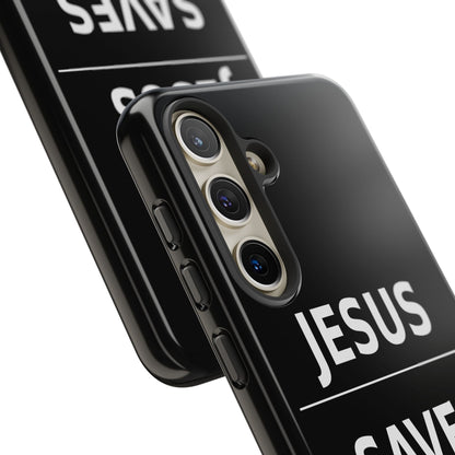 Jesus Saves Phone Case Christian Religious Minimalist Black Tough Cover