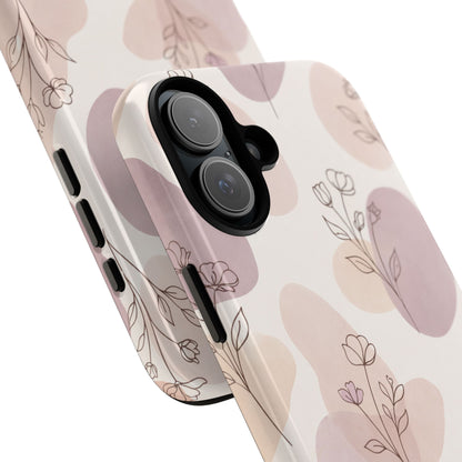 Blush Floral Phone Case Neutral Botanical Watercolor Tough Cover