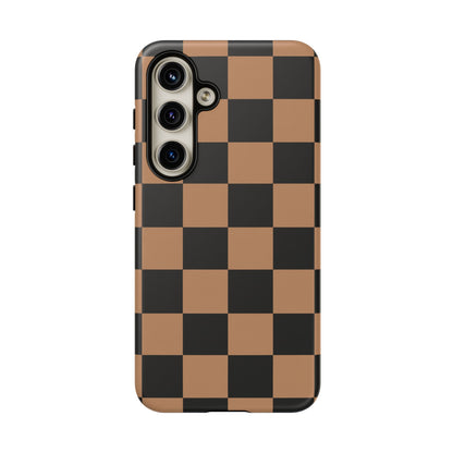 Brown Checkerboard Phone Case | Aesthetic Tough Protective Case