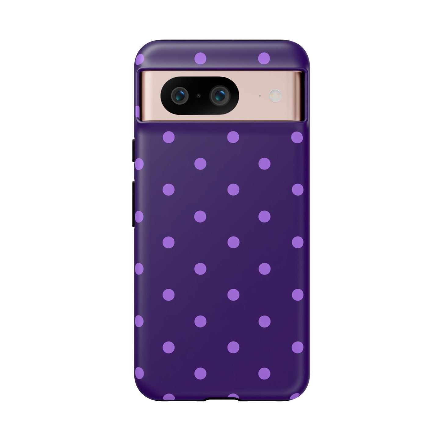 Purple Polka Dot Tough Phone Case – Cute Stylish Durable Protective Cover for Iphone, Samsung Galaxy and Pixel