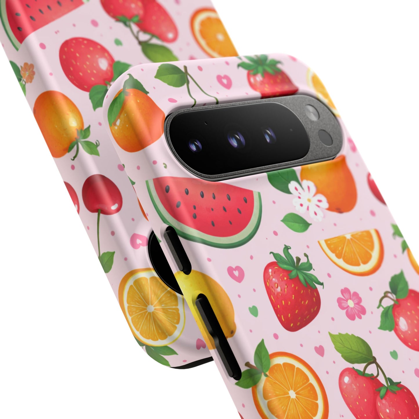 Fruit Phone Case – Tough Shockproof, Strawberry Cherry Citrus Summer Design for Iphone, Samsung Galaxy and Pixel