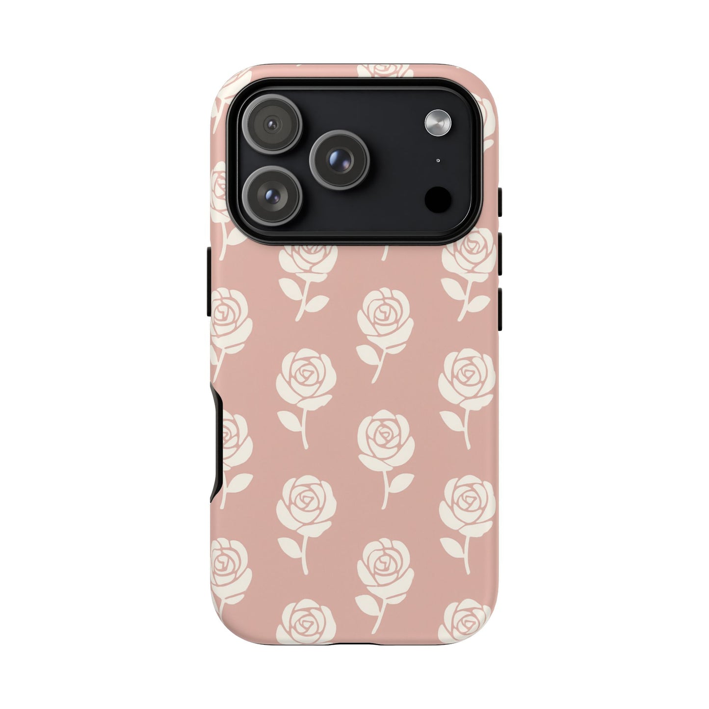 White Rose Pattern Tough Phone Case | Elegant Floral Aesthetic Case for Iphone, Samsung Galaxy and Pixel
