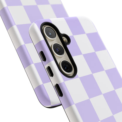 Lavender Checkerboard Phone Case | Pastel Aesthetic Checkered iPhone & Samsung Tough Case