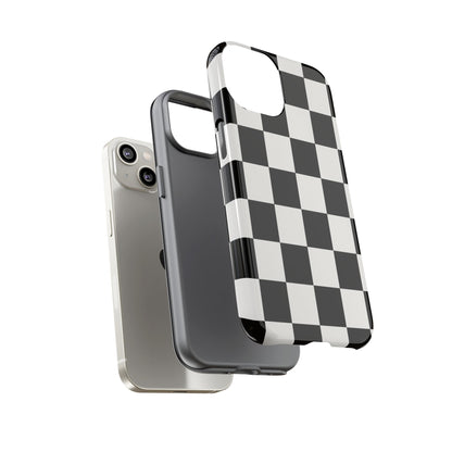 Black & White Checkerboard Phone Case – Classic Aesthetic Tough Protective Case for Iphone, Samsung Galaxy and Pixel