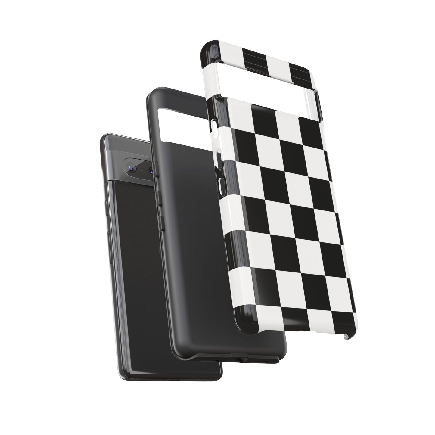 Black & White Checkerboard Phone Case – Classic Aesthetic Tough Protective Case for Iphone, Samsung Galaxy and Pixel