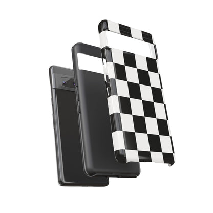 Black & White Checkerboard Phone Case – Classic Aesthetic Tough Protective Case for Iphone, Samsung Galaxy and Pixel