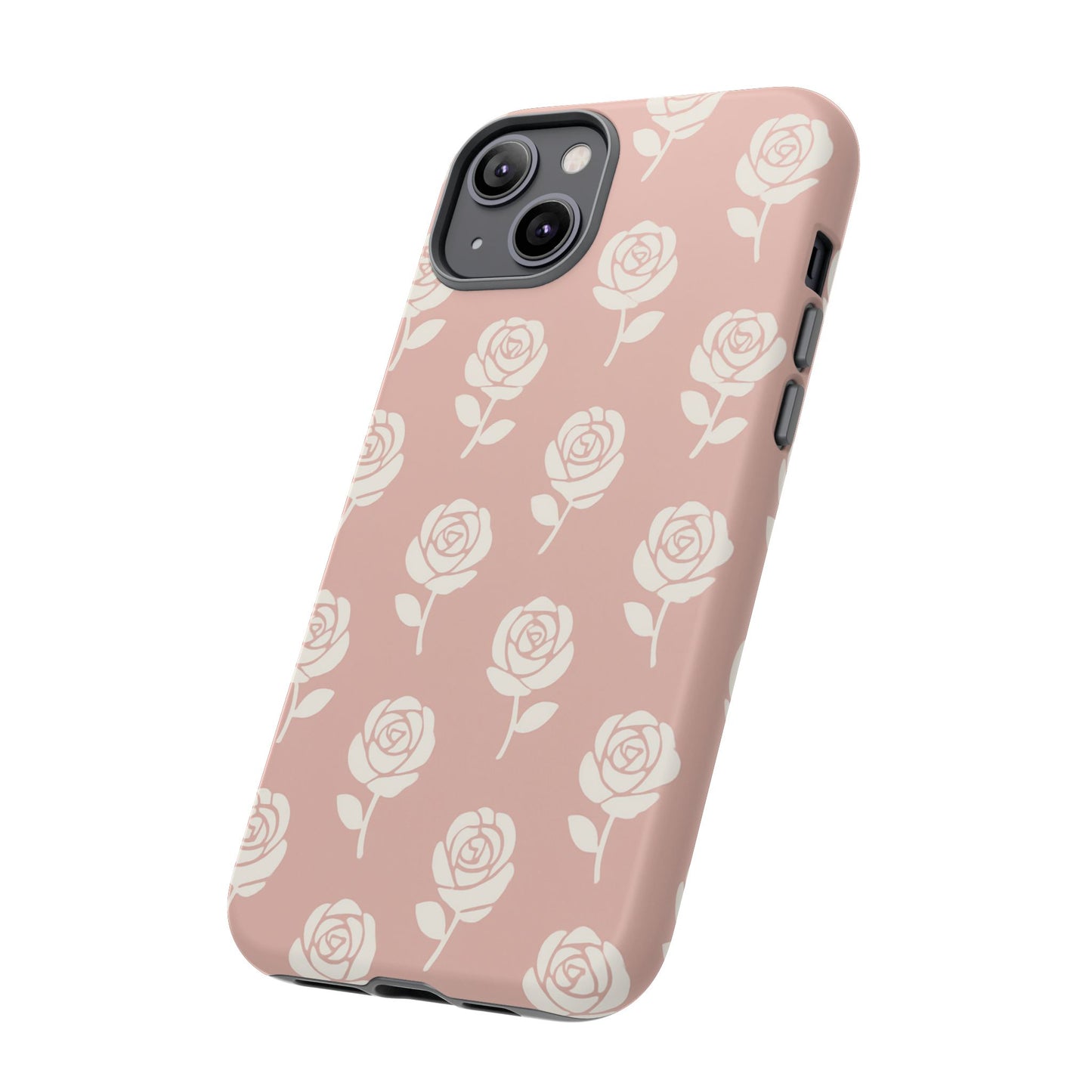 White Rose Pattern Tough Phone Case | Elegant Floral Aesthetic Case for Iphone, Samsung Galaxy and Pixel