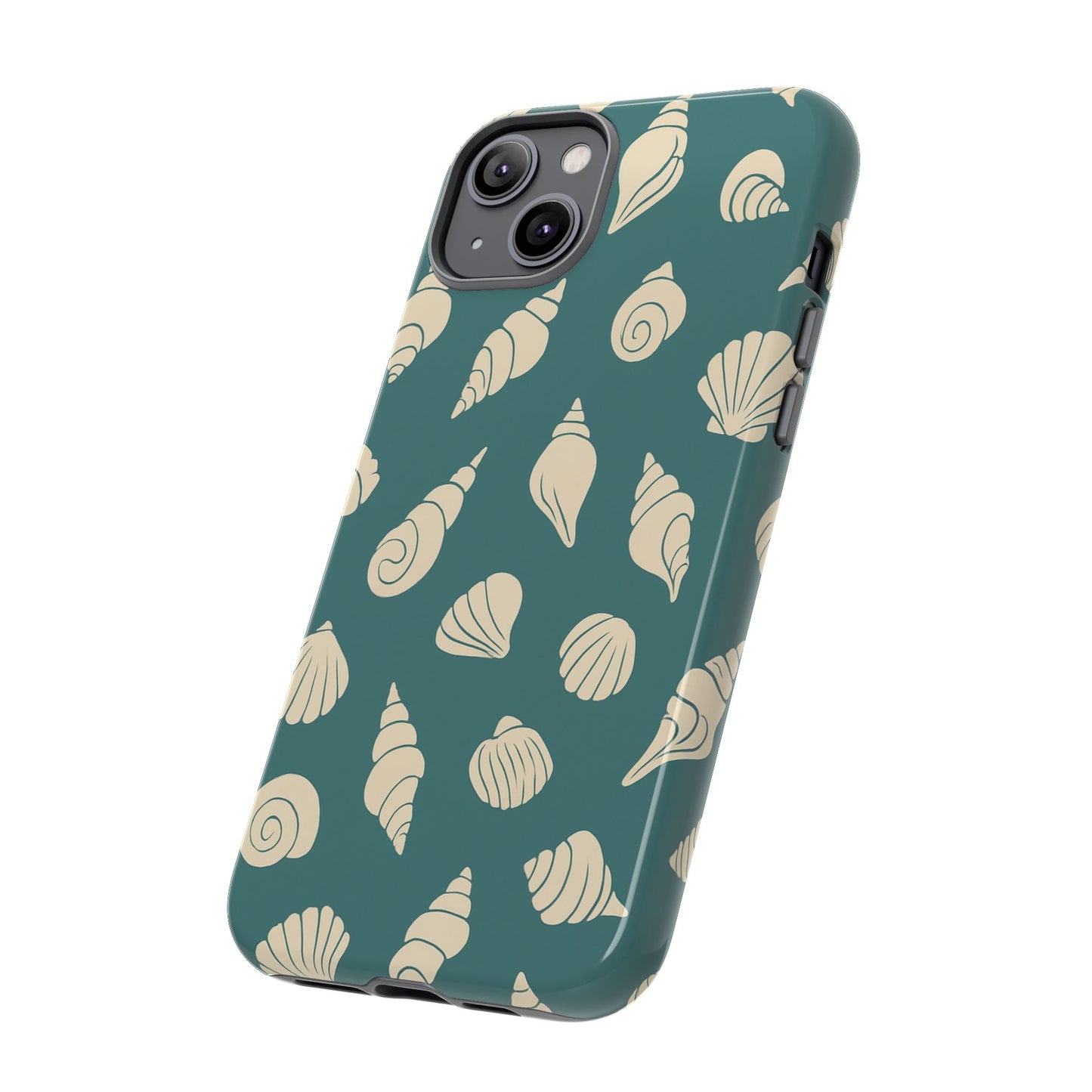 Seashell Pattern Phone Case | Teal Coastal Shells Tough Case for Iphone, Samsung Galaxy and Pixel