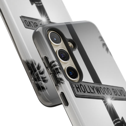 Hollywood Blvd Phone Case | Vintage Los Angeles Street Sign | Black & White LA Aesthetic