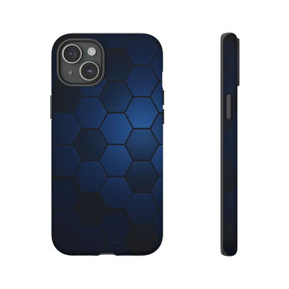 Blue Hexagon Gradient Phone Case | Honeycomb Geometric Tech Aesthetic | Minimalist Tough Case for iPhone & Samsung
