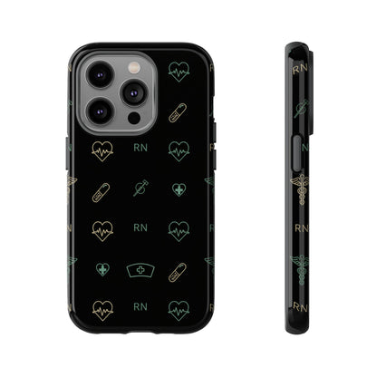 RN Nurse Phone Case – Minimal Medical Icon Pattern Healthcare Worker Tough Case