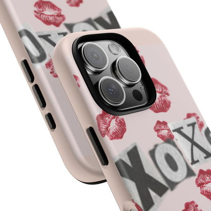XOXO Kiss Print Phone Case | Coquette Valentine Aesthetic | Cute Pink Lipstick Kiss Tough Case for iPhone & Samsung