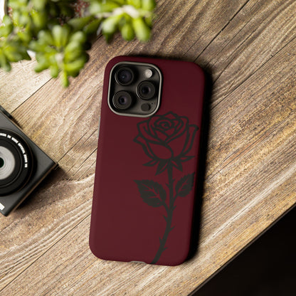Black Rose Burgundy iPhone Case | Dark Aesthetic Shockproof Protective Cover