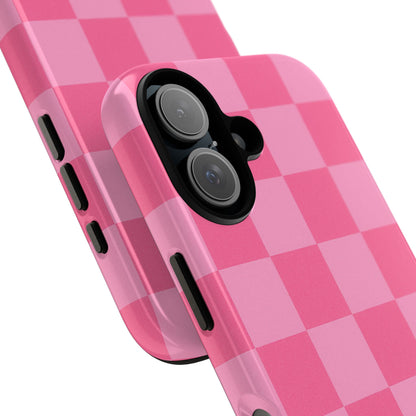 Pink Checkerboard Phone Case | Cute Aesthetic Checkered iPhone & Samsung Tough Case