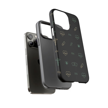 RN Nurse Phone Case – Minimal Medical Icon Pattern Healthcare Worker Tough Case