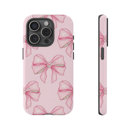 Pink Bow Pattern Phone Case | Coquette Aesthetic Tough Protective Case