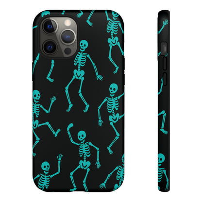 Dancing Teal Skeletons Phone Case | Tough Protective Case for Iphone, Samsung Galaxy and Pixel