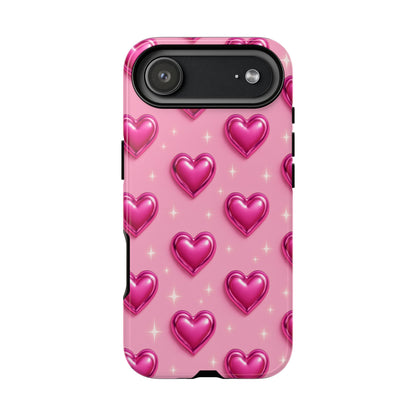 Pink Heart Pattern Phone Case | Tough Protective Case for Iphone, Samsung Galaxy and Pixel