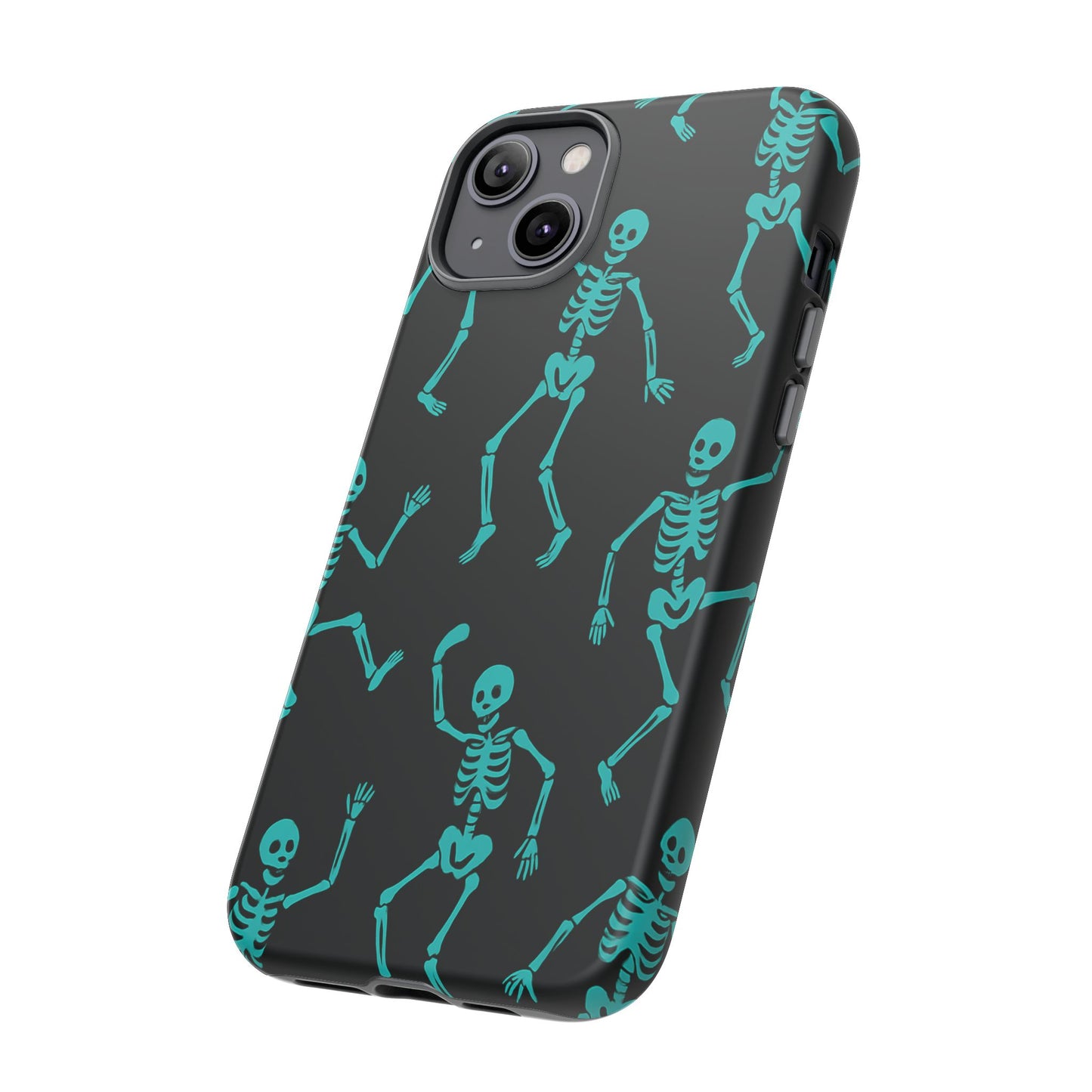 Dancing Teal Skeletons Phone Case | Tough Protective Case for Iphone, Samsung Galaxy and Pixel