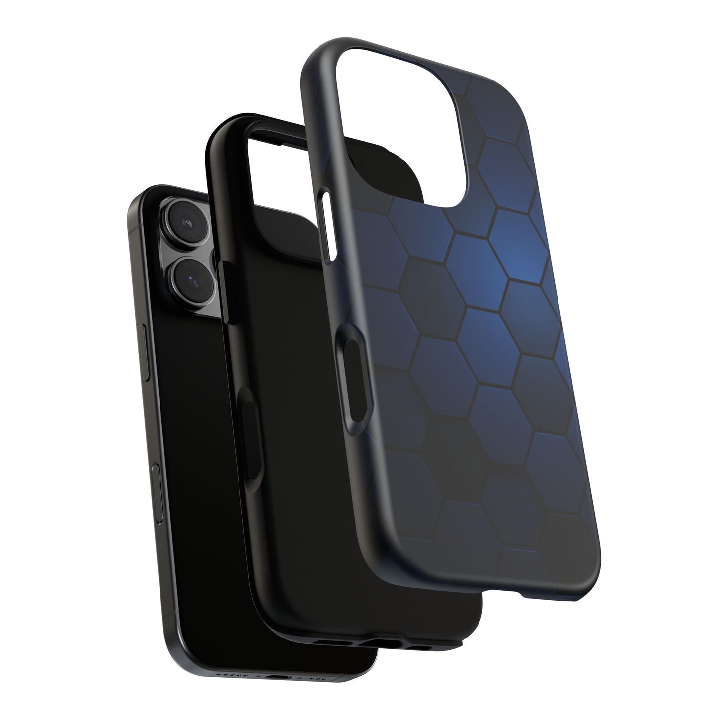 Blue Hexagon Gradient Phone Case | Honeycomb Geometric Tech Aesthetic | Minimalist Tough Case for iPhone & Samsung