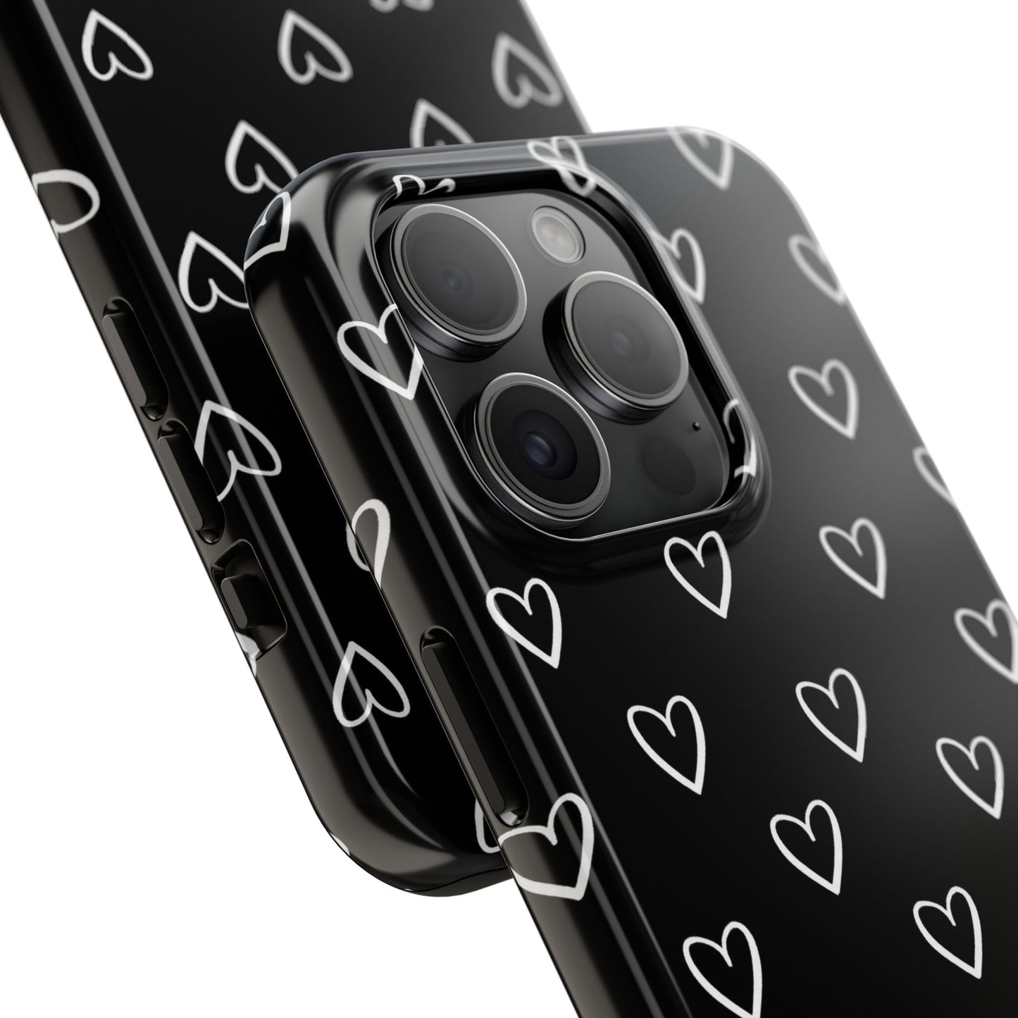 Doodle Heart Phone Case – Minimal Black & White Heart Pattern | Tough Protective Case