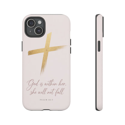 Psalm 46:5 God Is Within Her Christian Cross Phone Case Faith Gift