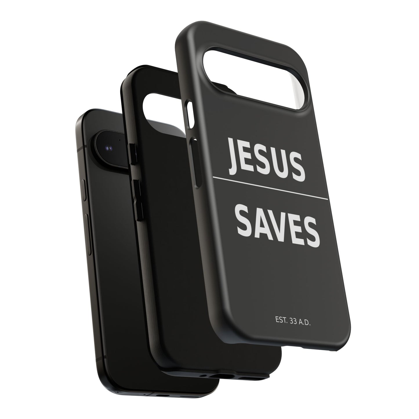 Jesus Saves Phone Case Christian Religious Minimalist Black Tough Cover
