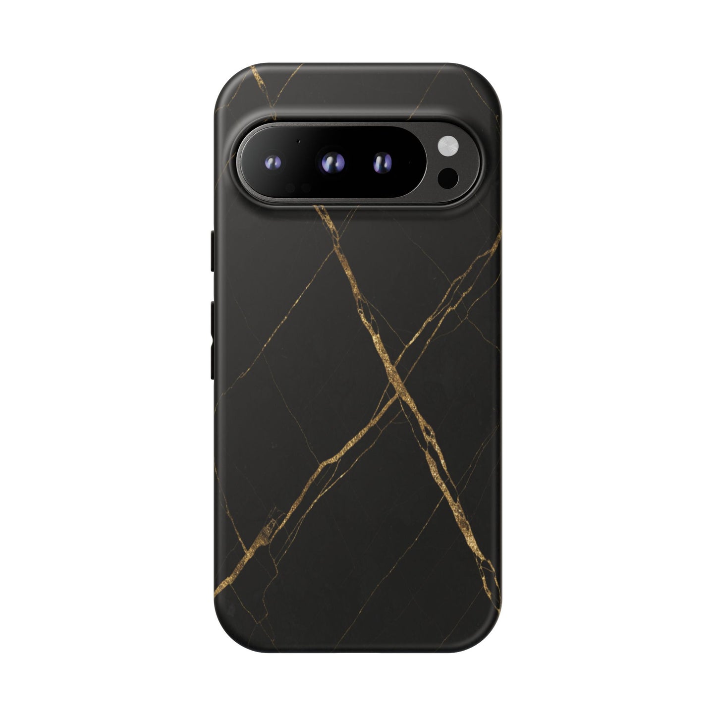 Black Marble Phone Case with Gold Veins | Minimal Luxury Tough Case