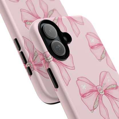 Pink Bow Pattern Phone Case | Coquette Aesthetic Tough Protective Case