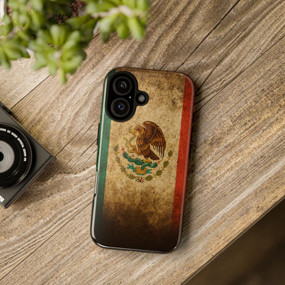 Vintage Mexico Flag Phone Case – Mexican Pride Grunge Flag Aesthetic Tough Case